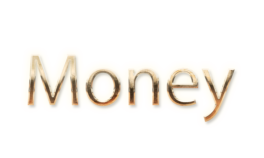 WORD MONEY gold text typography PNG images free